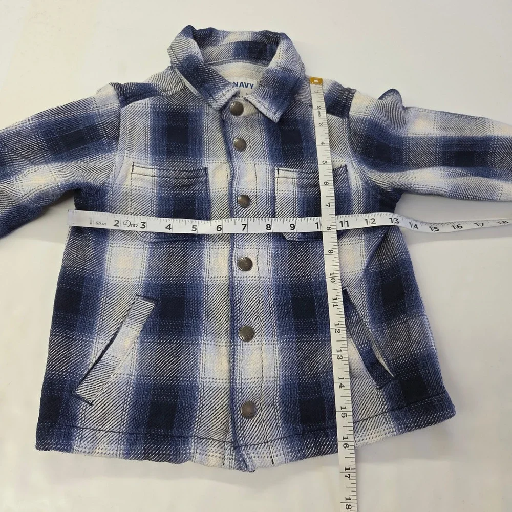 Old Navy Plaid Shacket Kids 4T Blue White Snap Front Shirt‎ Jacket Heavyweight